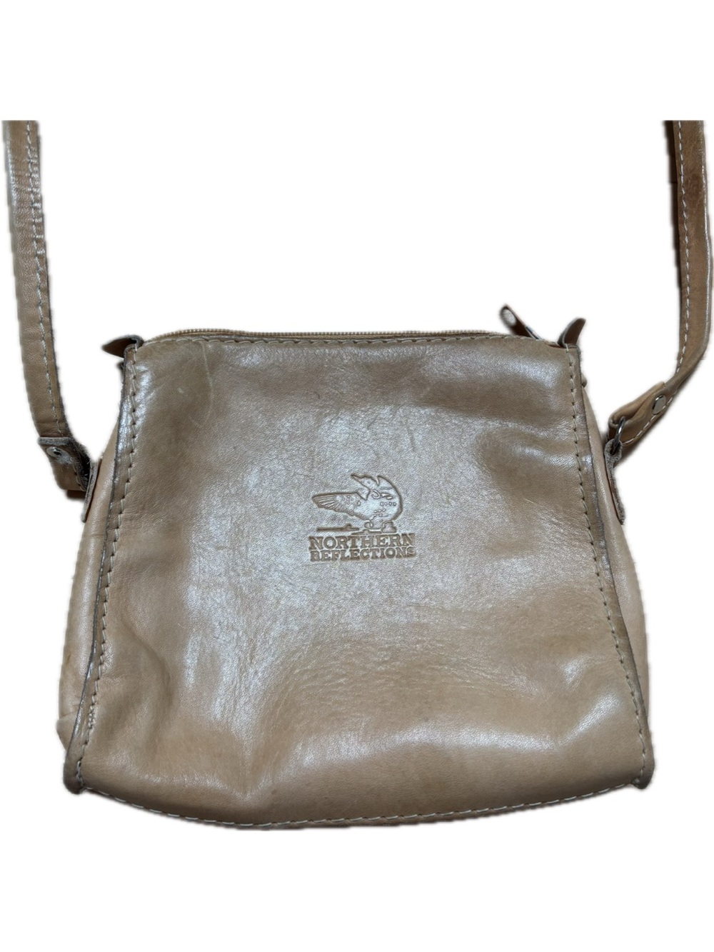 Vintage Northern Reflections Leather Crossbody Bag in Tan with Adjustable Strap